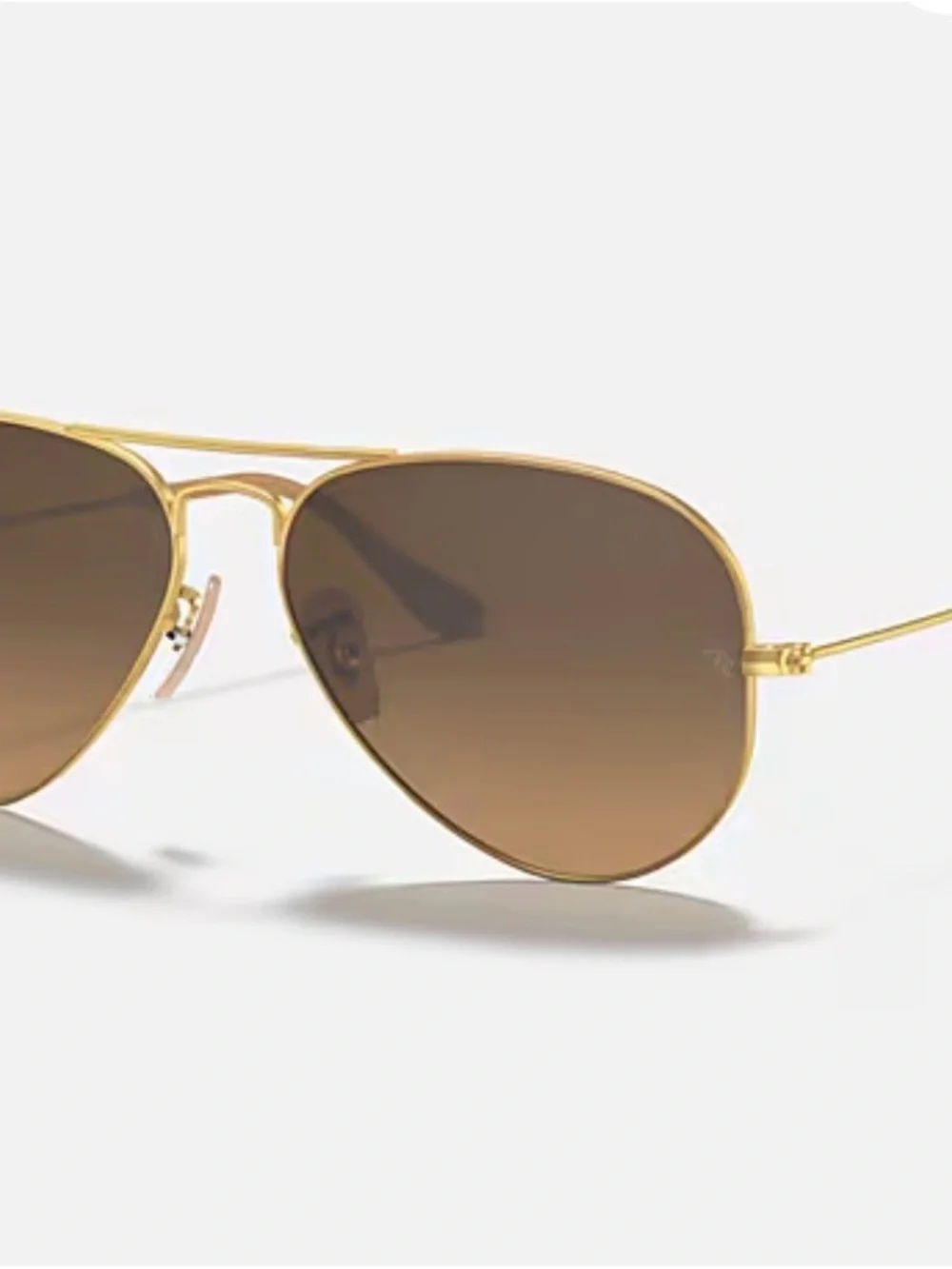 Ray-Ban Matte Gold Frame Aviator Sunglasses w/ Brown Gradient Lenses New In Box